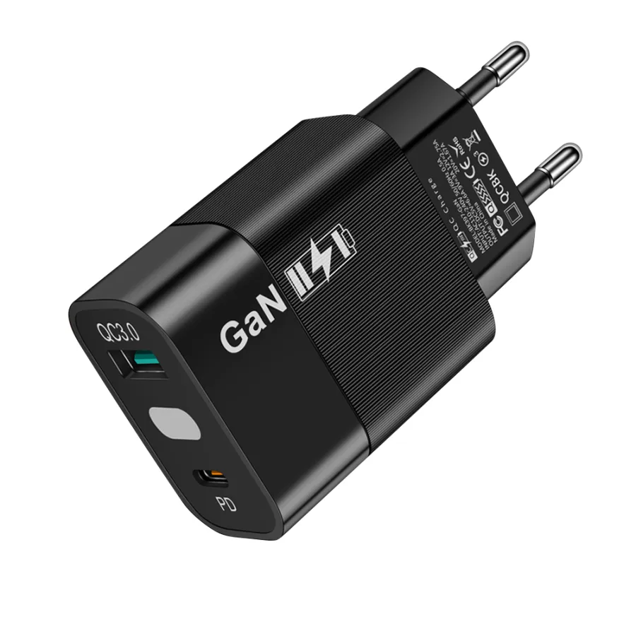 Priza GaN Charger, USB, Type-C, 33W - Techsuit GaNeXus (CHPD131) - Черен