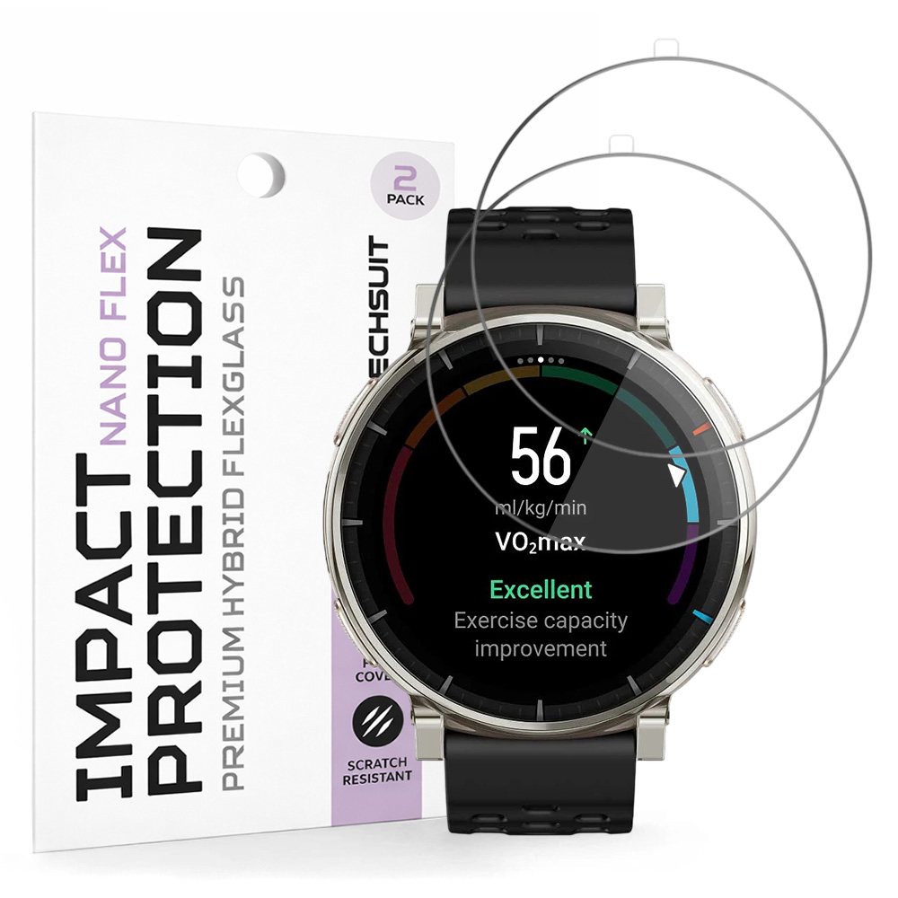 Капак за Amazfit Active 3 Premium (комплект от 2) - Techsuit Nano Flex - Черен
