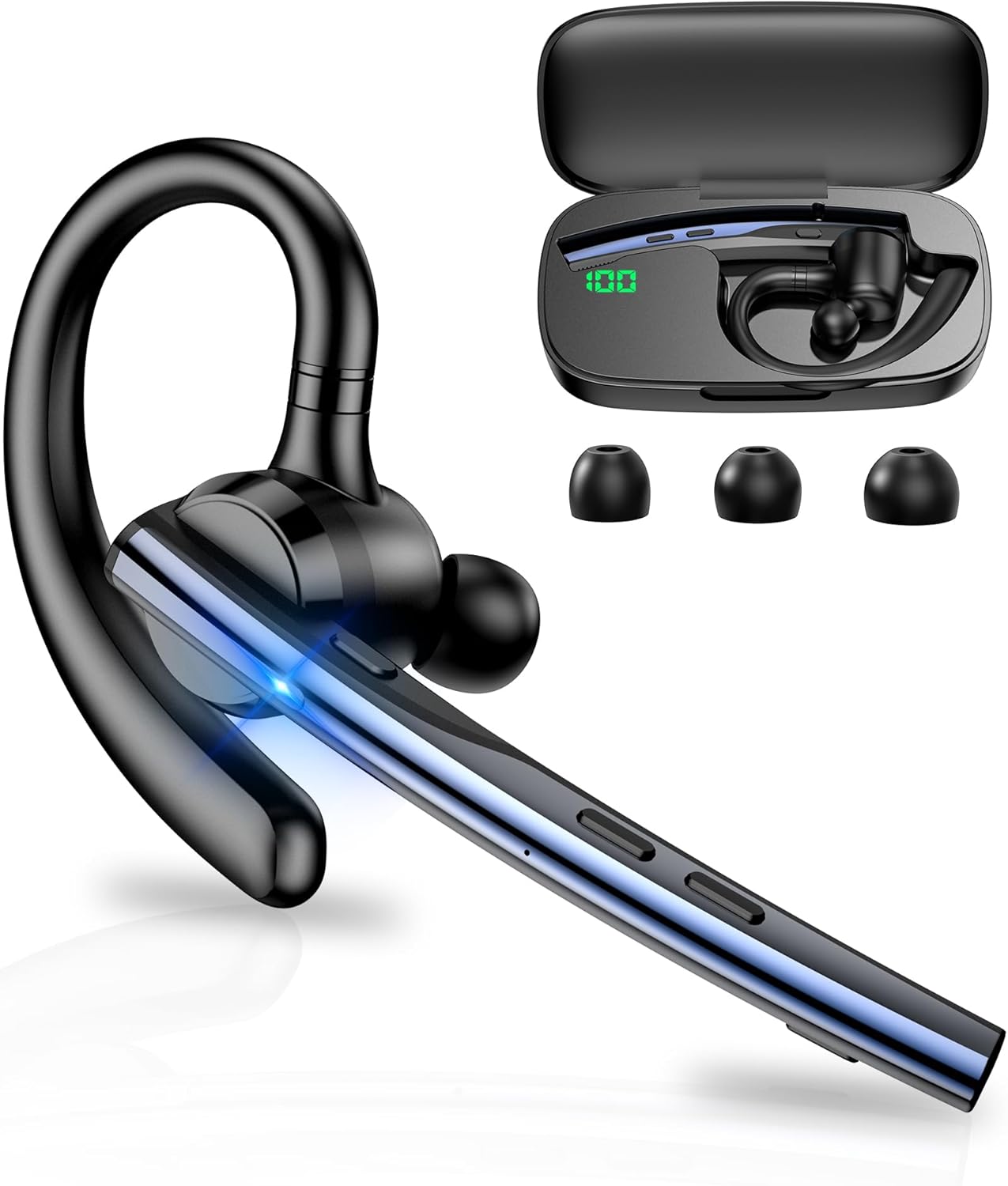 Слушалки с микрофон, Bluetooth 5.1, шумопотискащ микрофон, 500mAh - Techsuit Vocelis Pro (CB4) - Сини