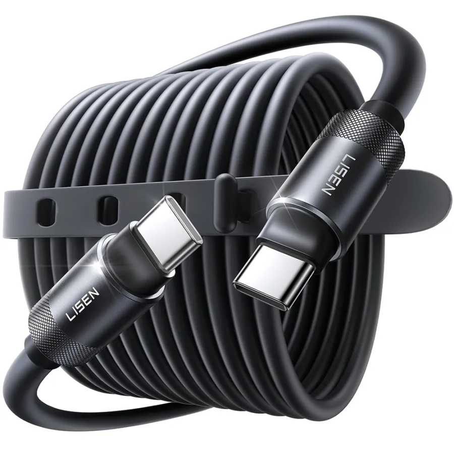 Силиконов кабел, USB-C, 100W, 3м - Lisen (YL0125040001) - Черен