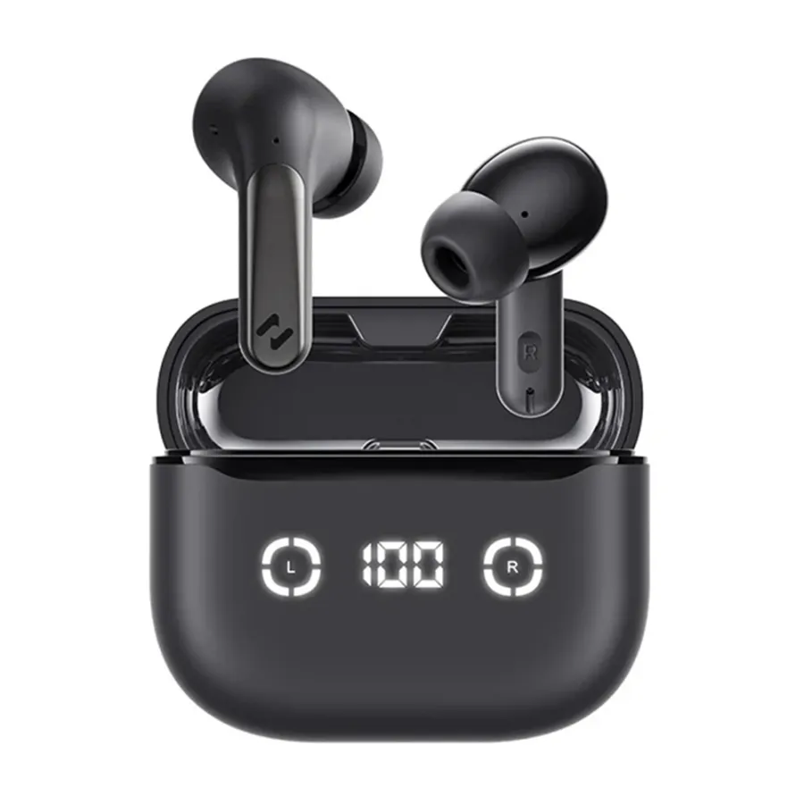 Bluetooth 5.4, ANC, TWS, Type-C, 420mAh, TWS, Безжични слушалки с цифров дисплей с Bluetooth 5.4, Type-C, TWS, 420mAh, Havit Life App - черни