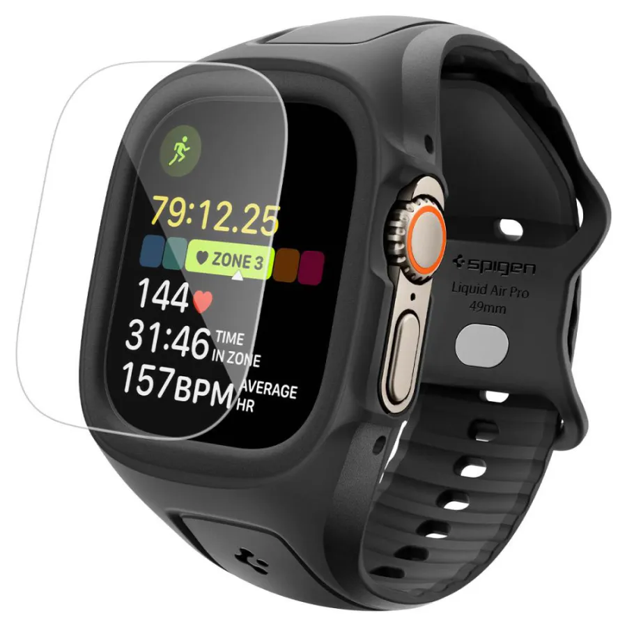 Калъф за Apple Watch Ultra / Ultra 2 / Ultra 3 + каишка + калъфче - Spigen Liquid Air Pro (ACS11416) - Матово черен