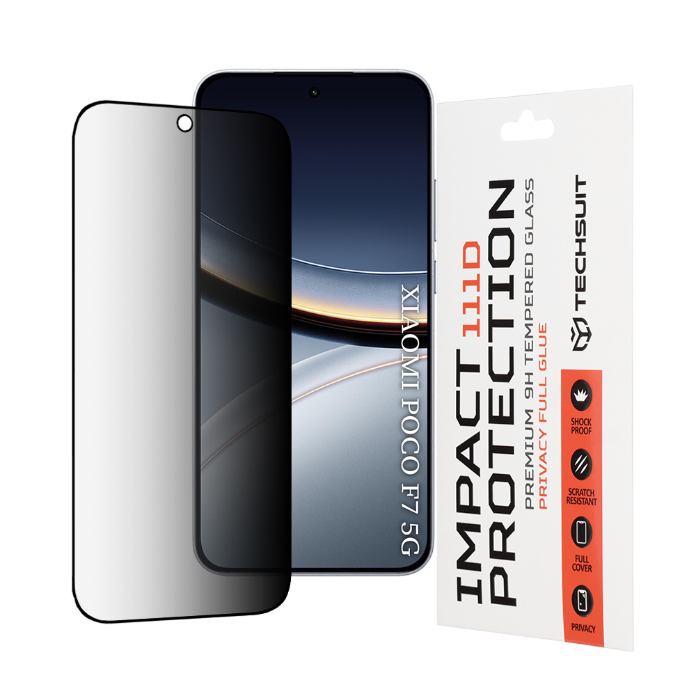 Калъф за Xiaomi Poco F7 - Techsuit 111D Privacy Full Glue - Черен