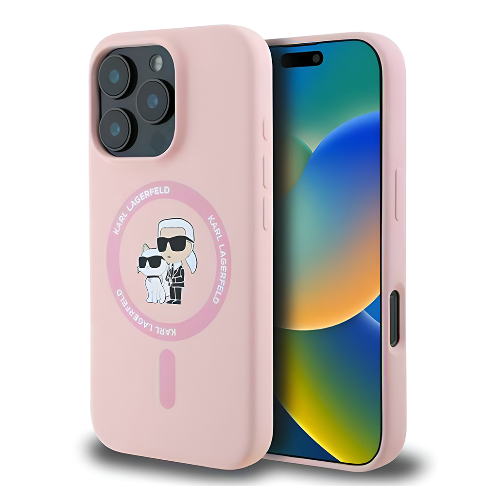 Калъф за iPhone 16 Pro Max - Karl Lagerfeld Silicone KC Body Ring MagSafe (KLHMP16XSCMKCRHP) - Розов