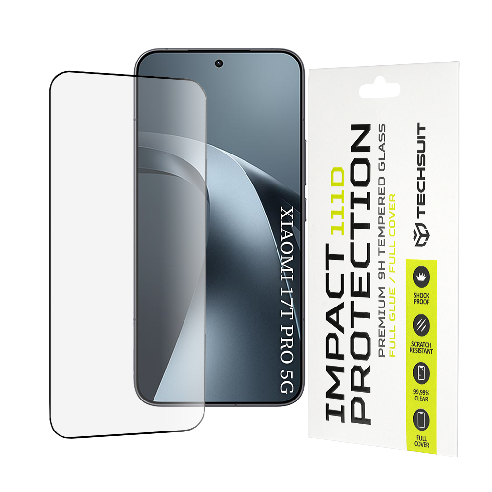 Калъф за Xiaomi 17T Pro - Techsuit 111D Full Cover / Full Glue Glass - Черен