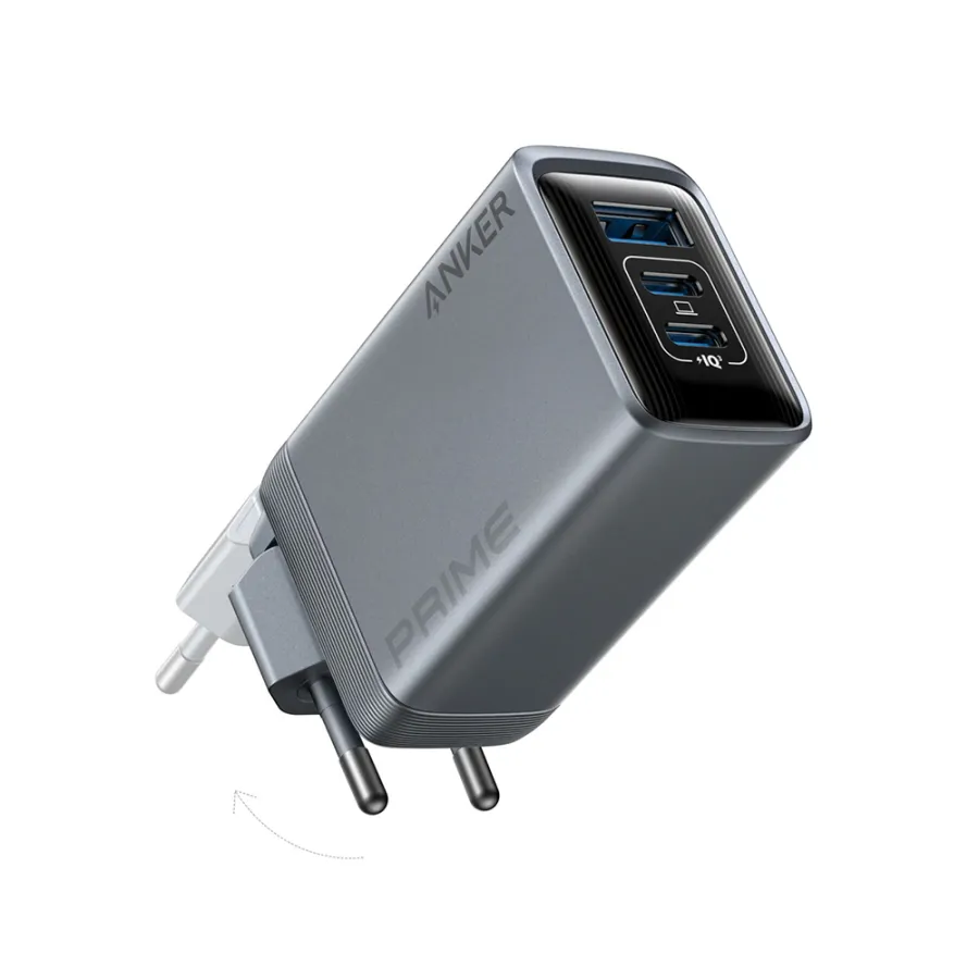 GaN зарядно за контакт, 2x Type-C, USB, 100W, EU - Anker GaN Prime (A2688341) - Сив