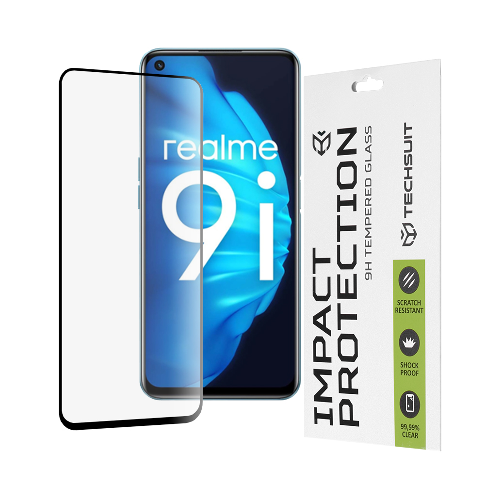 Калъф за Realme 9i / 9 5G / 9 Pro / 8i / Narzo 50 / Oppo A76 / A96 / OnePlus Nord CE 2 Lite 5G - Techsuit 111D Full Cover / Full Glue Glass - Черен