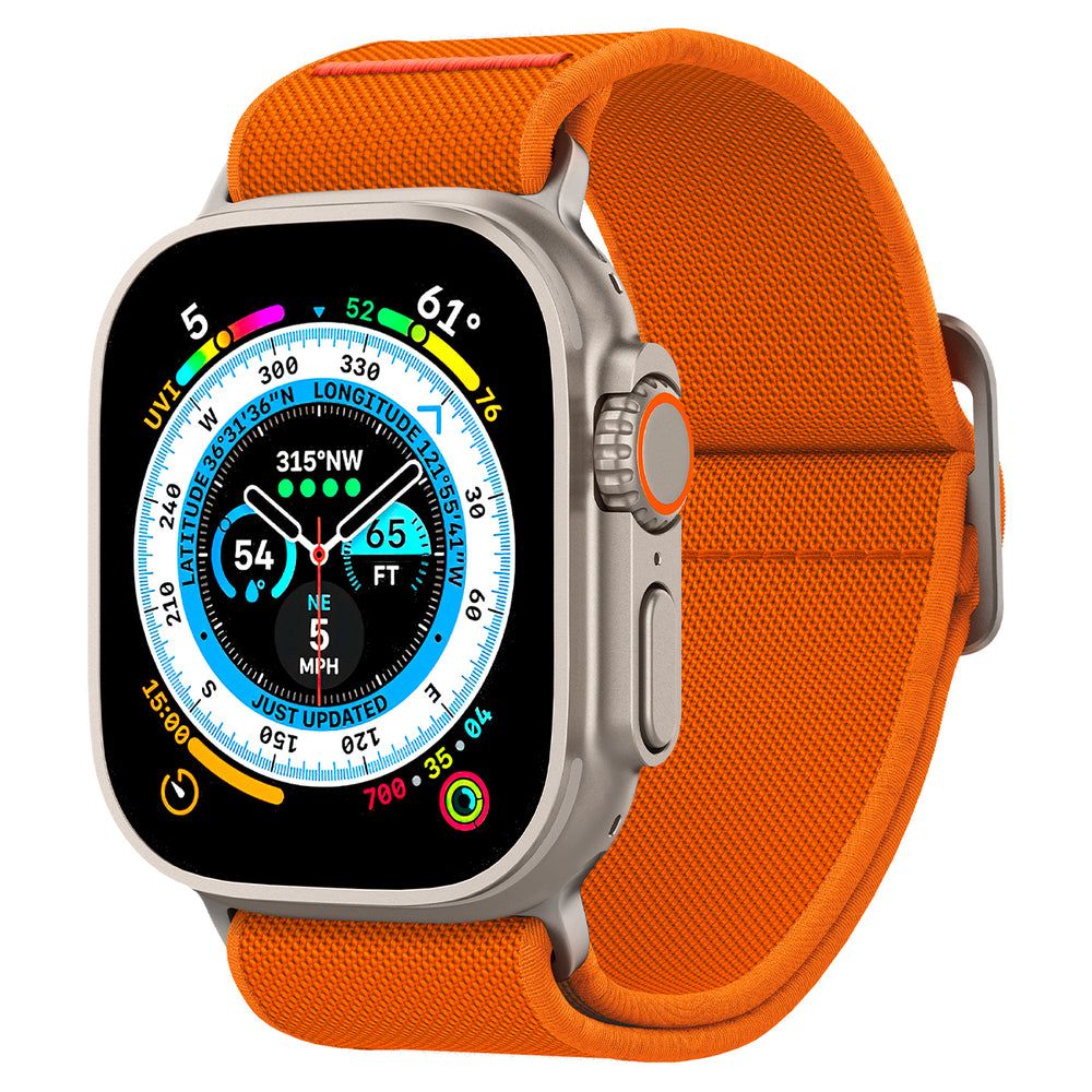 Каишка за Apple Watch 1/2/3/3/4/4/5/5/5/6/6/7/8/7/8/9/10/SE/SE 2/Ultra/Ultra 2/Ultra 3 (42/44/45/46/49mm) - Spigen Fit Lite Ultra (AMP05986) - Оранжев