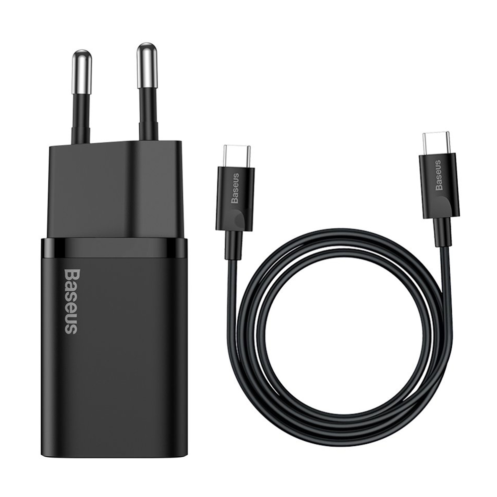 Priza Type-C PD25W Type-C Charger + Type-C кабел - Baseus Super Si (TZCCCCSUP-L01) - Черен