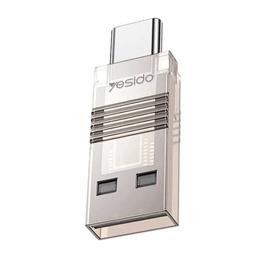Четец на TF карти, USB, Type-C, 480Mbps - Yesido (GS21) - Прозрачен