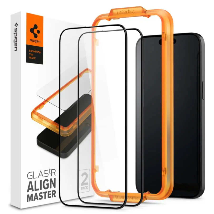 Калъф за iPhone 15 Plus (комплект 2) - Spigen Glas.TR Align Master (AGL06886) - Черен