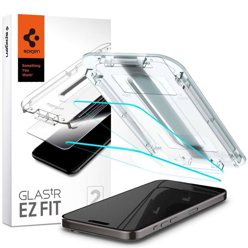 Калъф за iPhone 15 Pro (комплект 2) - Spigen Glas.tR EZ FIT (AGL06892) - Прозрачен