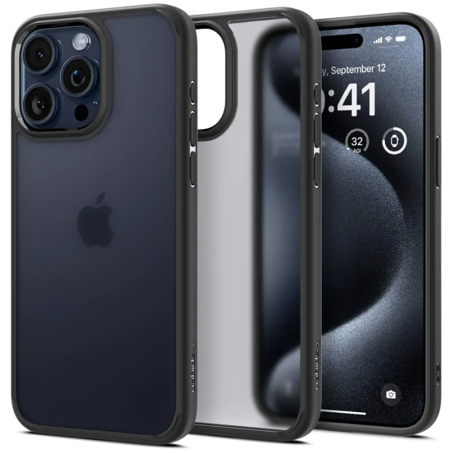 Калъф за iPhone 15 Pro - Spigen Ultra Hybrid (ACS06709) - Frost Черен