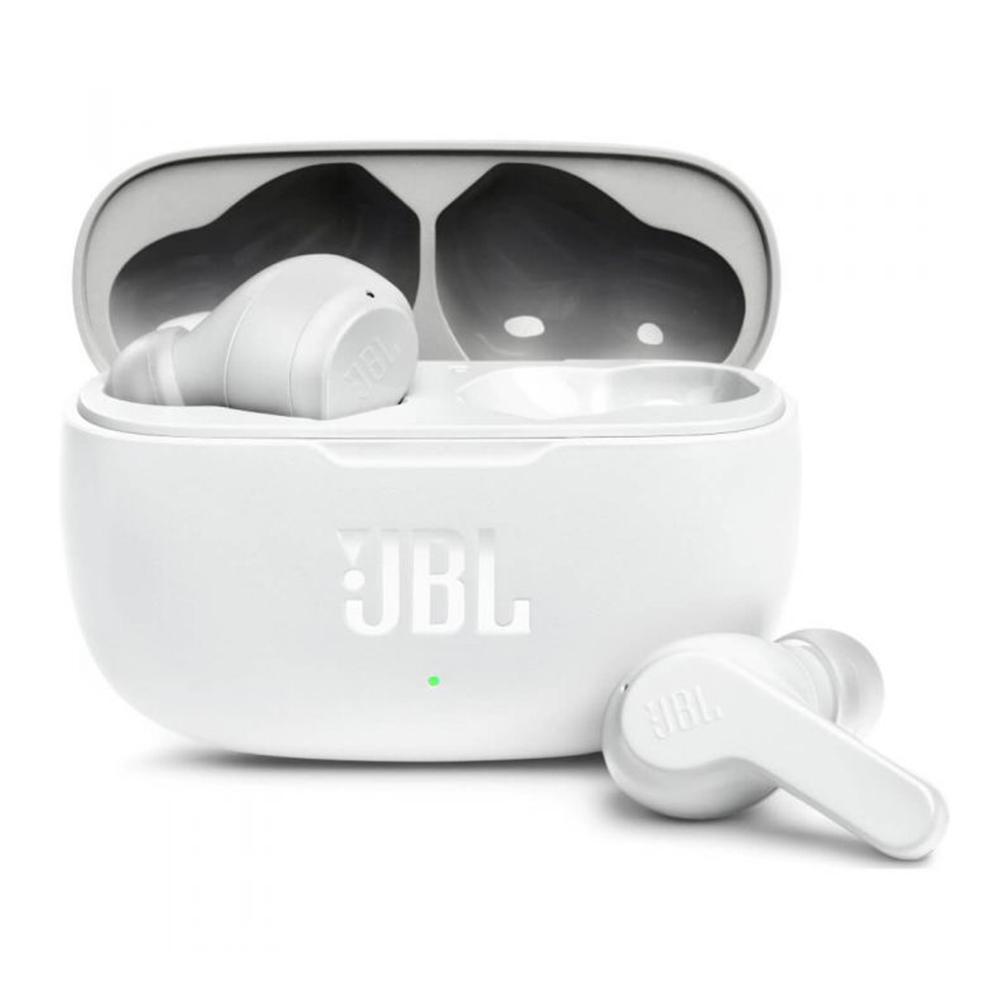 Bluetooth слушалка за поставяне в ушите с микрофон TWS - JBL (Wave 200) - бяла