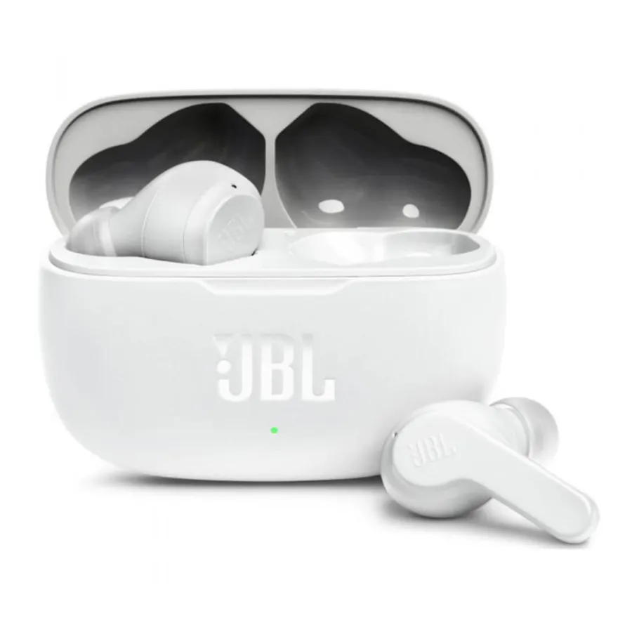 Bluetooth слушалка за поставяне в ушите с микрофон TWS - JBL (Wave 200) - бяла