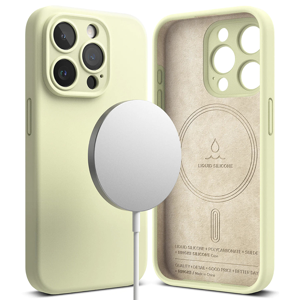 Калъф за iPhone 15 Pro - Ringke Silicone Magnetic MagSafe - Sunny Lime