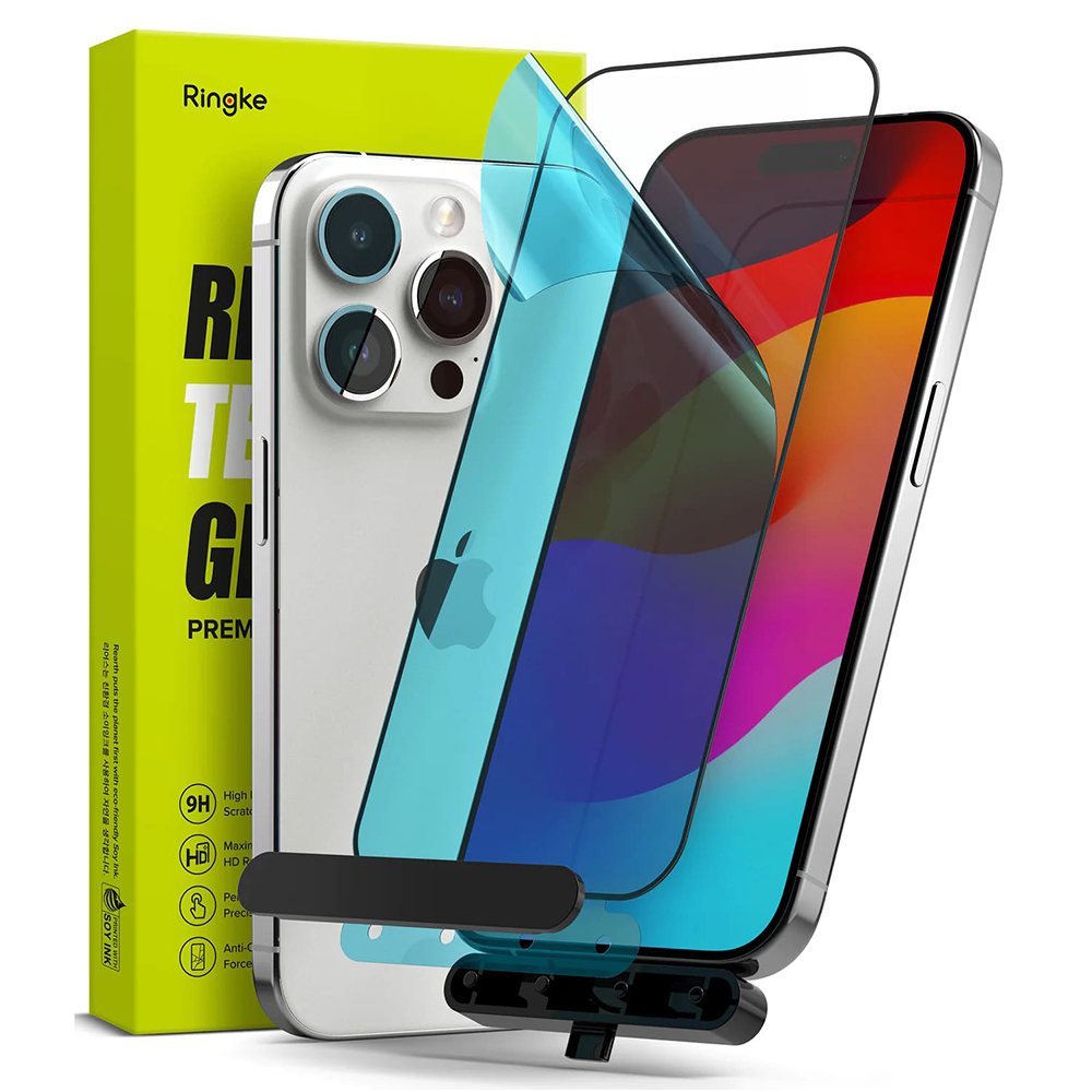 Калъф за iPhone 15 Pro - Ringke Tempered Glass - Черен
