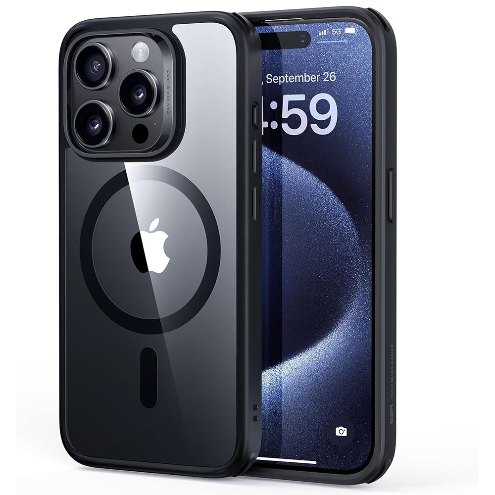 Калъф за iPhone 15 Pro Max - ESR Classic Classic Hybrid HaloLock - Прозрачен Черен