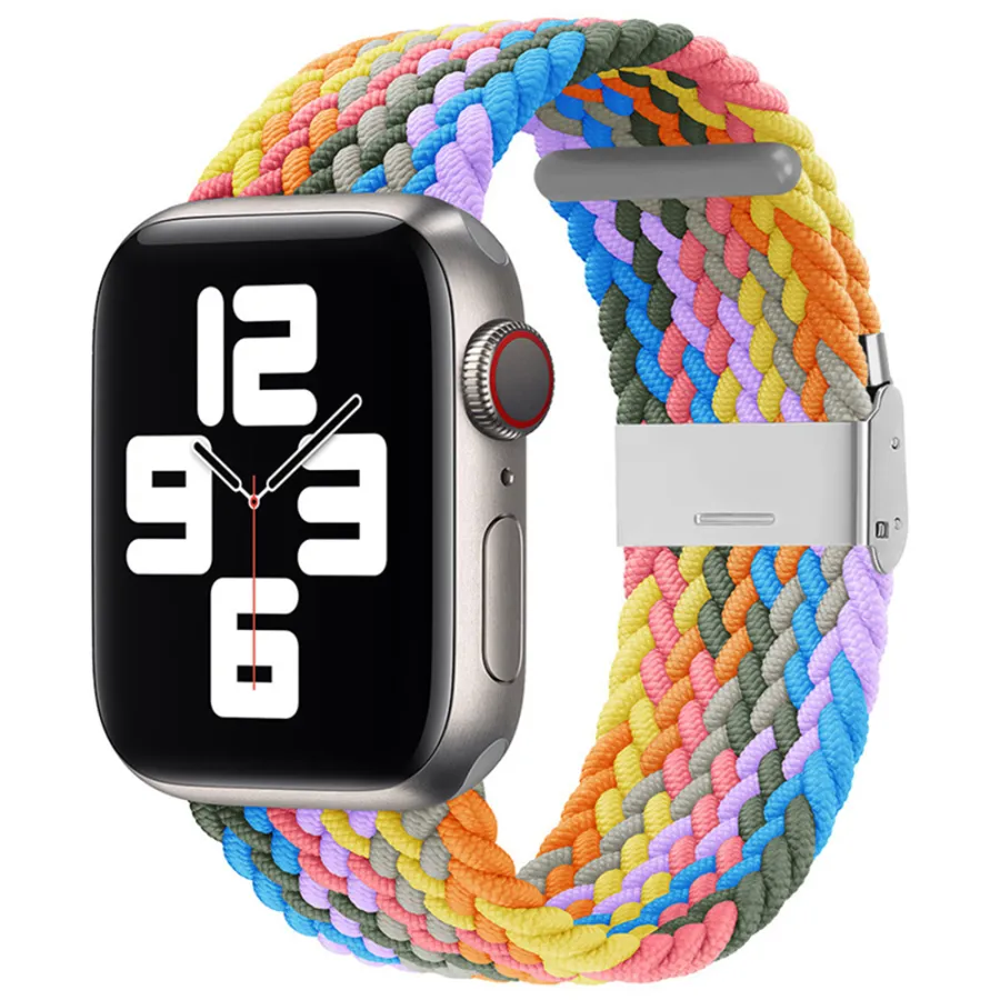 Каишка за Apple Watch 1/2/3/3/4/4/5/5/5/6/6/7/8/7/8/9/9/10/10/11/SE/SE 2/SE 3 (38/40/41/42 мм) - Каишка за часовник Techsuit (W032) - Heartbeat Лилав