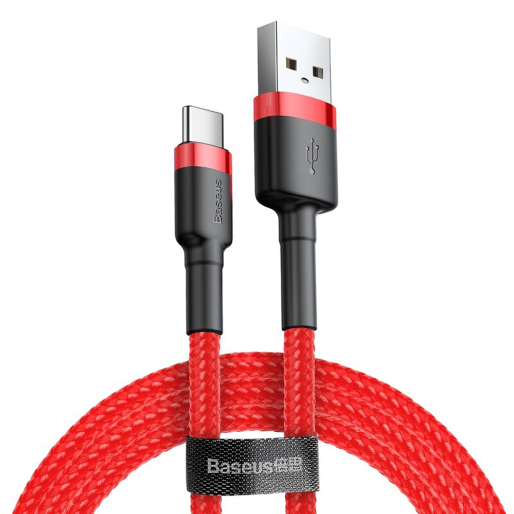 USB към Type-C кабел, QC3.0, 2A, 2m - Baseus Cafule (CATKLF-C09) - Червен
