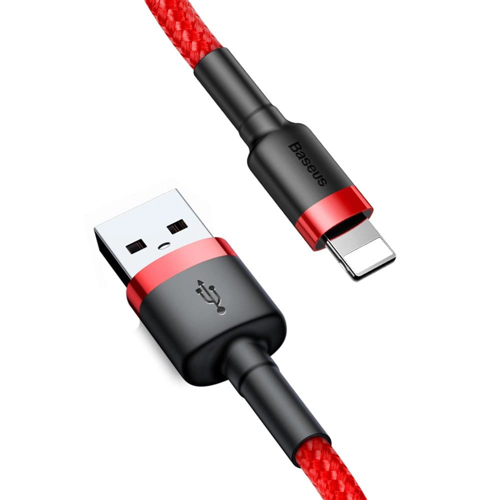 USB към Lightning кабел, бързо зареждане, Q.C.3.0, 2.4A, 0.5m - Baseus Cafule (CALKLF-A09) - Червен