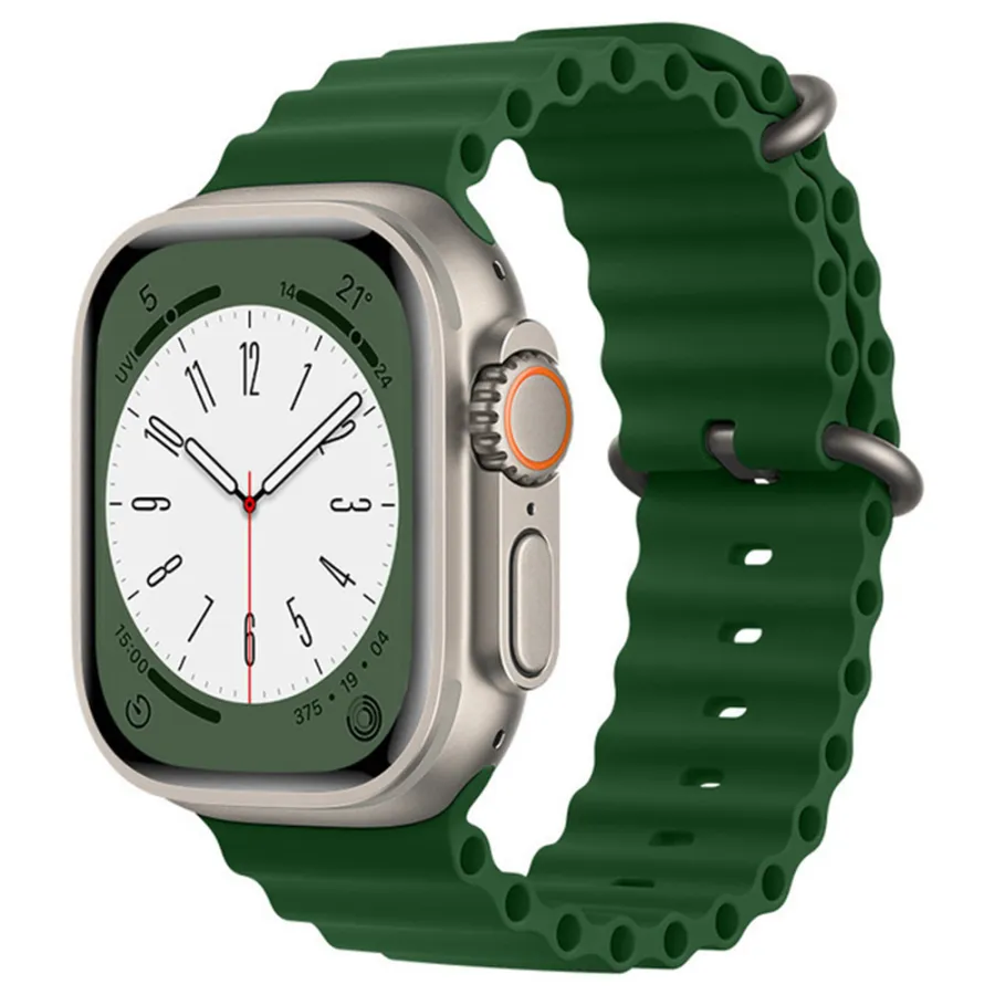 Каишка за Apple Watch 1/2/3/3/4/4/5/5/5/6/6/7/8/7/8/9/9/10/10/11/SE/SE 2/SE 3 (38/40/41/42mm) - Techsuit Каишка за часовник (W038) - Army Зелен