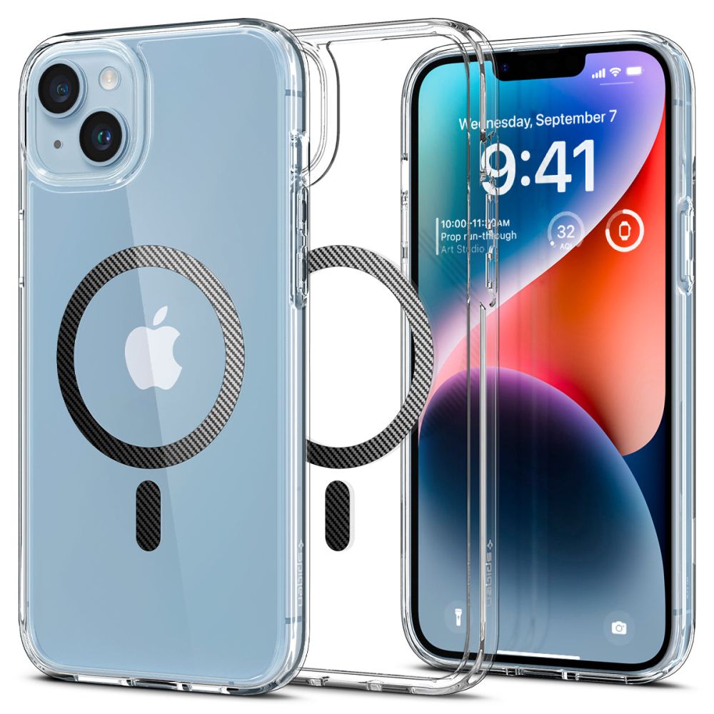 Калъф за iPhone 14 Plus - Spigen Ultra Hybrid MagSafe (ACS04904) - въглеродни влакна