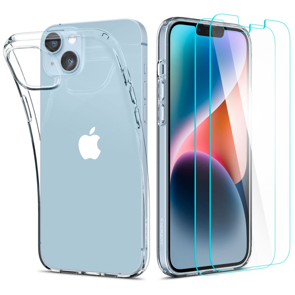 Калъф за iPhone 14 Plus + 2x калъф - Spigen Crystal Pack 360 (ACS04922) - Crystal Прозрачен